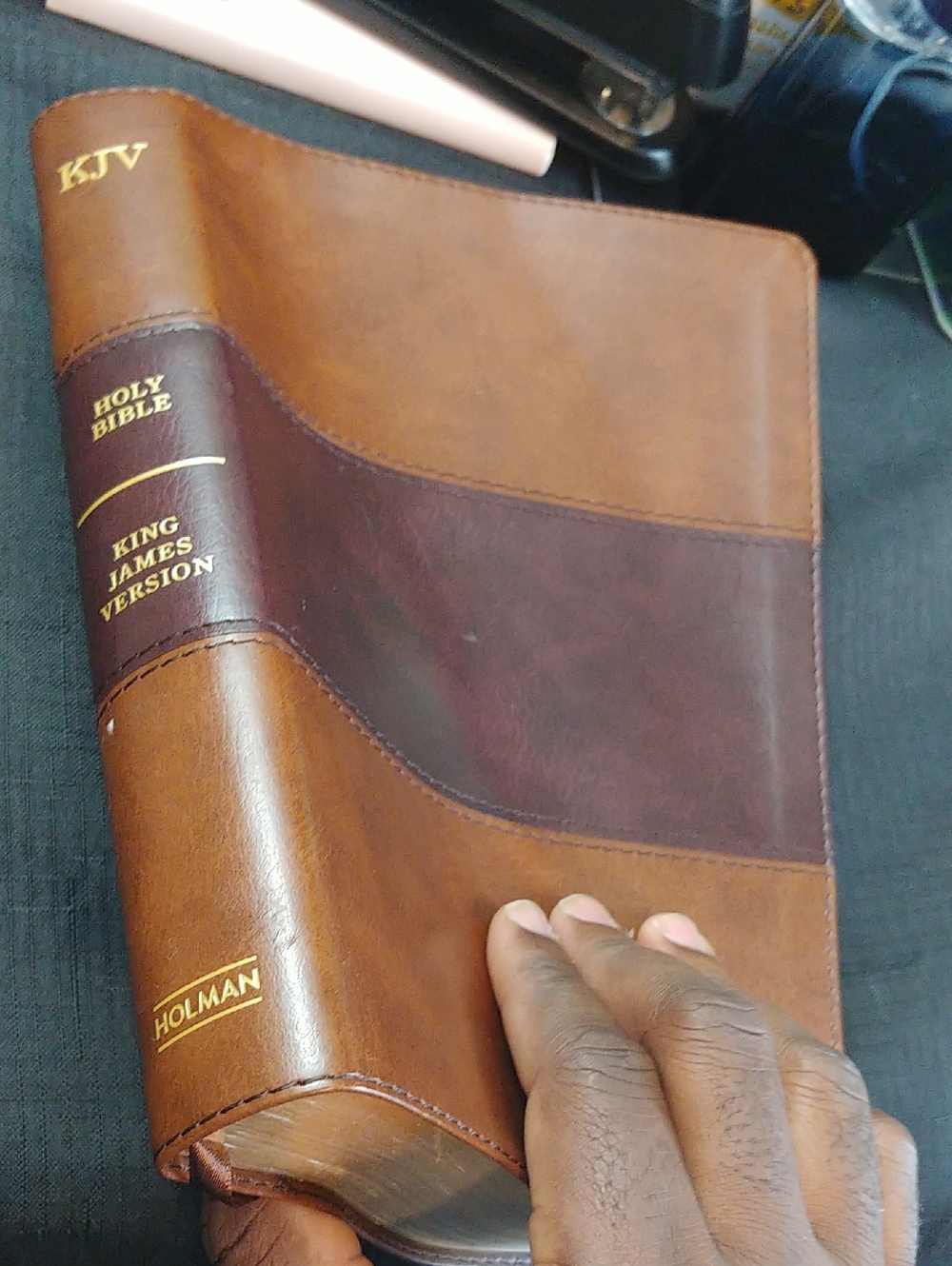 Two-Tone Brown Leather Bible Giant Print